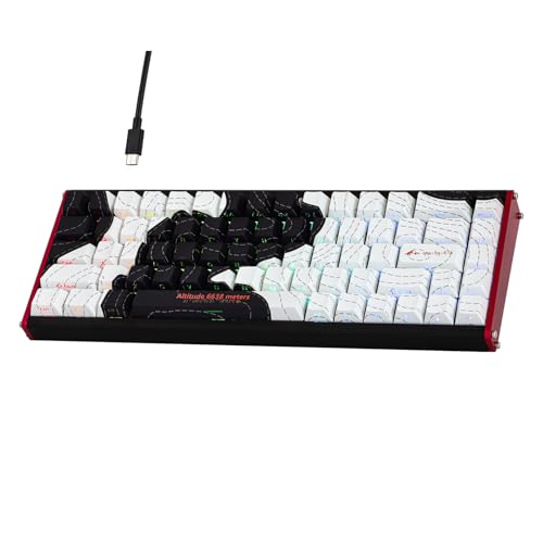 MechLands AJAZZ ALUX68 HE Aluminium Rapid Trigger Gaming Tastatur mit Magnetschalter, kabelgebundene Hall-Effekt Tastatur mit 8K Polling Rate, 0.125ms Latenz, RGB (Schwarz Topographisch, ALUX68 MAX) von MechLands