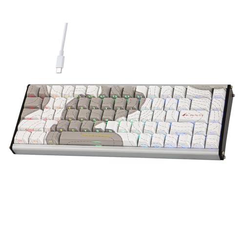 MechLands AJAZZ ALUX68 HE Aluminium Rapid Trigger Gaming Tastatur mit Magnetschalter, kabelgebundene Hall-Effekt Tastatur mit 8K Polling Rate, 0.125ms Latenz, RGB (Weiß Topographisch, ALUX68 MAX) von MechLands