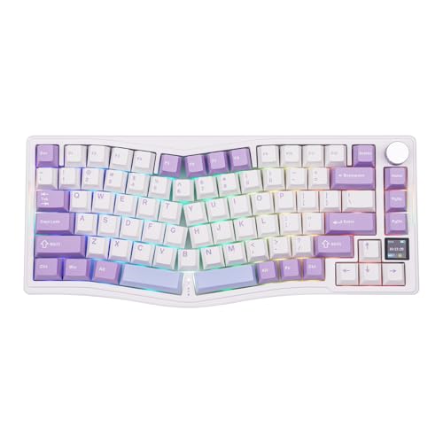 MechLands AKS075 Wireless Gaming Keyboard, Hot-Swappable Mechanical Keyboard, 75% Alice Tastatur mit 0.85' TFT Bildschirm, BT5.1/2.4GHz/USB-C, 5000mAh Batterie (Weiß, Geschenk Schalter) von MechLands