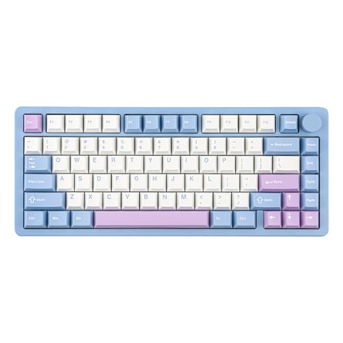 MechLands Blade75 kabellose mechanische Aluminium-Gaming-Tastatur, Gasket Creamy Keyboard, BT5.0/2.4GHz/USB-C Hot Swappable Custom Keyboard mit Knopf, RGB, NKRO für Win/Mac/Games/Office (Blau) von MechLands
