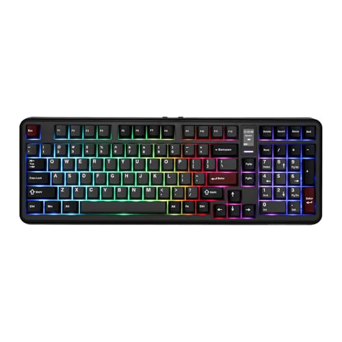 MechLands Vibe99 Wireless Gaming Keyboard mit 1.06'' Bildschirm, 100 Tasten Gasket Mechanical Keyboard, Hot Swappable Creamy Tastatur mit BT5.0/2.4GHz/USB-C, 5-Layer Padding, RGB, NKRO (Schwarz) von MechLands
