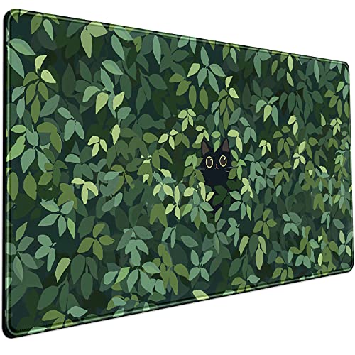 Niedliches Katzen-Mauspad, Kawaii, Grün, Schreibtischdekoration, Großes Gaming-Mauspad für Computer, Büro, Tastatur, Laptop, Anime-Design, XL (80 x 40 cm) von Mechanical Cattle