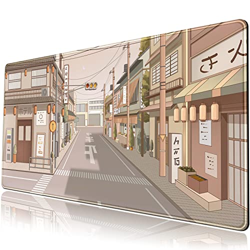 Tokyo Street Schreibtischunterlage Anime Japanisches Mauspad XL Kawaii Großes Gaming-Mauspad XXL Beige Niedliche Schreibtischmatte Laptop-Tastatur Mauspad Schreibtischunterlage groß 80 x 39 cm mit von Mechanical Cattle