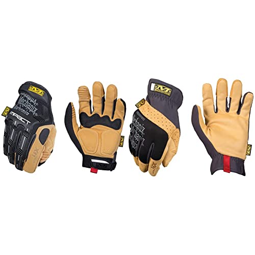 Mechanix Wear: Material4X M-Pact Arbeitshandschuhe aus Kunstleder – Aufprallschutz, absorbiert Vibrationen (Klein, braun/schwarz) & Wear Material4X® FastFit® Handschuhe (Small, Braun/Schwarz) von Mechanix Wear