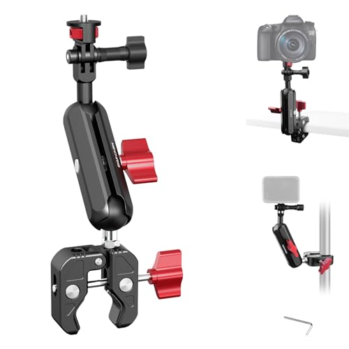 JC008 Kamera-Halterung, Doppel-Kugelkopf-Magic-Armklemme für GoPrO/Pocket 3/lnsta360 X3 X4/DSLR/Monitor/LED-Licht/Blitz/Mikrofon, 360° drehbar & 1/4 Zoll Schraube & CNC E-Bike-Lenker-Clip-Kit JC008 Kamera-Halterung, Doppel-Kugelkopf-Magic-Armklemme für GoPrO/Pocket 3/lnsta360 X3 X4/DSLR/Monitor/LED-Licht/Blitz/Mikrofon, 360° drehbar & 1/4 Zoll Schraube & CNC E-Bike-Lenker-Clip-Kit von Mechrig