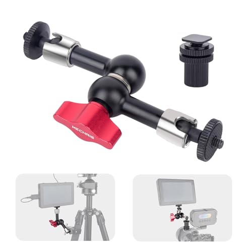 Mechrig 17.8 cm Cold Shoe Magic Arm mit 360° Kugelgelenk & 1/4 Zoll Schraube, Verstellbarer Edelstahl Reibungsarm für Kamerakäfig LED-Licht Mikrofon Monitor - DSLR Vlog Photography-87001 von Mechrig