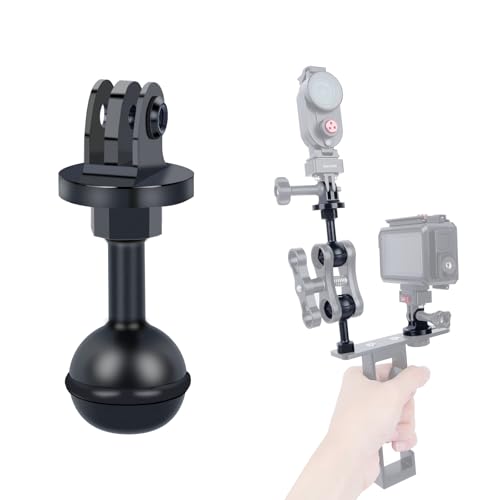 Mechrig 2,5 cm Kugelkopf-Kamera-Halterungsadapter mit zwei Schraubenlöchern, Aluminiumlegierung, Universalklemme für DSLR, GoPro, Insta360 Unterwasserfotografie-Zubehör 63155 Mechrig 2,5 cm Kugelkopf-Kamera-Halterungsadapter mit zwei Schraubenlöchern, Aluminiumlegierung, Universalklemme für DSLR, GoPro, Insta360 Unterwasserfotografie-Zubehör 63155 von Mechrig