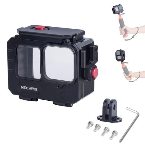 Mechrig Wasserdichtes Aluminiumgehäuse für GoPro HERO13 Black HERO12 HERO11 HERO10 HERO9 Action-Kamera, 80 m tief, wasserdicht, horizontaler und vertikaler Aufnahmeschalter (Standard-Modell 63071) von Mechrig