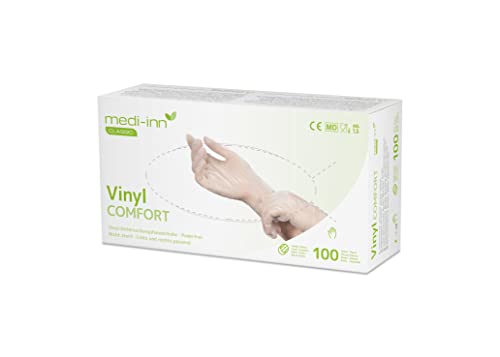 Medi-Inn Handschuhe, Vinyl puderfrei "Comfort" Einweghandschuhe Vinylhandschuhe (100 Stück, Größe L) von Medi-Inn+