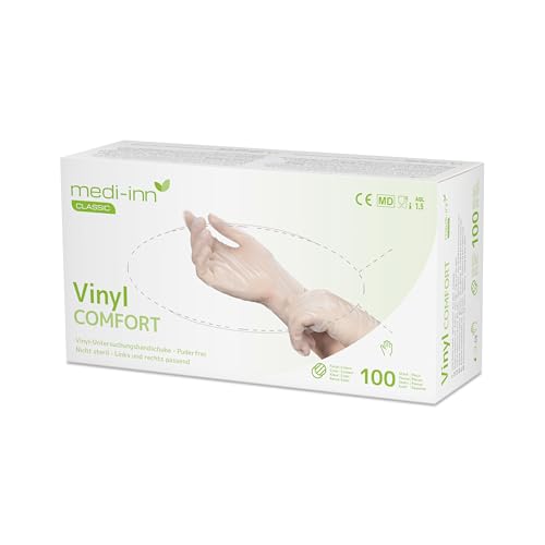 Medi-Inn Vinyl Comfort Einweghandschuhe, Gr. L, 1 x 100er-Pack, Untersuchungs- und Schutzhandschuhe von Medi-Inn+