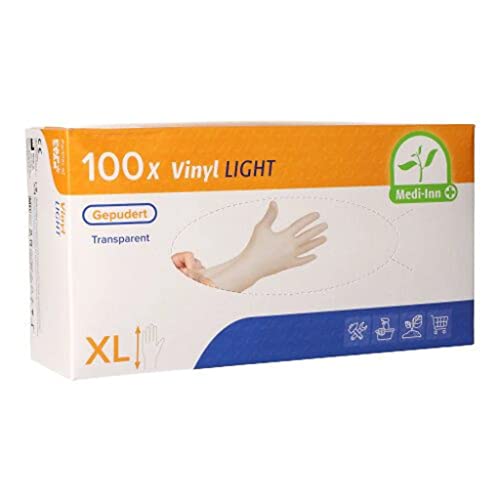 Medi-Inn Vinyl Light Einmalhandschuhe gepudert transparent (10 x 100 = 1000 Stück, XL) von Medi-Inn+