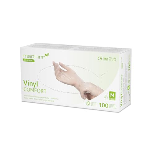 Medi-Inn Vinyl puderfrei Einmalhandschuhe Größe M | 1000 Stück | Vinylhandschuhe transparent in praktischer Spenderbox von Medi-Inn