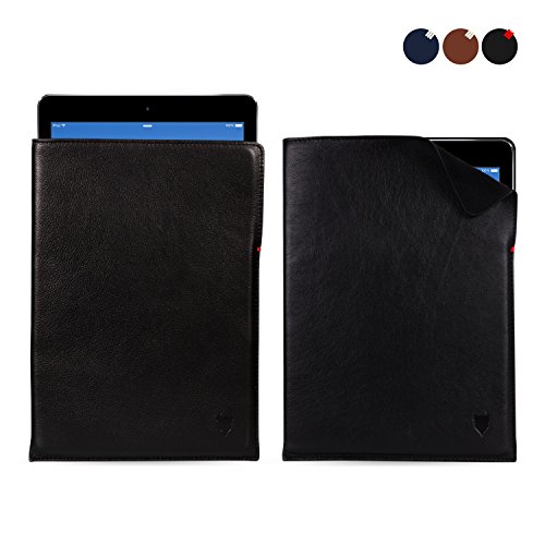 MediaDevil Artisanpouch Slim Edition Echte Europäische Leder-Tasche Fall Black with Red Contrast Stitch Apple iPad Air 1/2 (Device-FIT ONLY) von MediaDevil