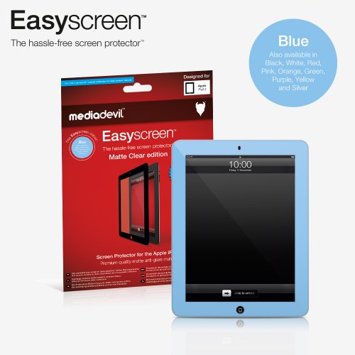 MediaDevil Easyscreen Displayschutz für Apple iPad 2/2. Generation/iPad 3/3. Generation/Apple iPad 4/4. Generation, blasenfrei, blendfrei blau von MediaDevil