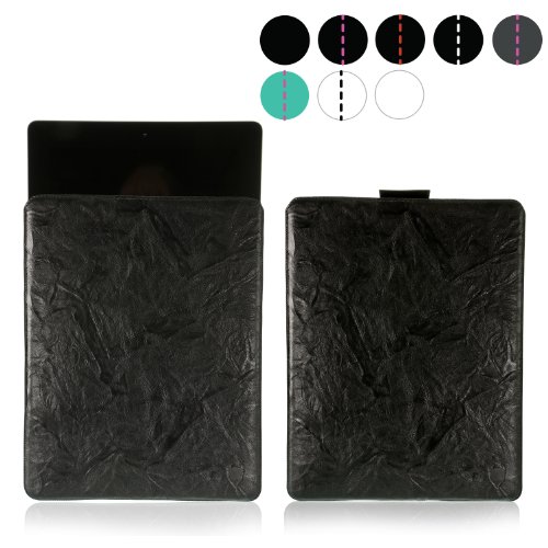 MediaDevil iPad 2/3 / 4 Lederhülle (Schwarz mit schwarzen Nähten) - Artisanpouch Hülle aus echtem europäischen Leder mit Ausziehlasche von MediaDevil