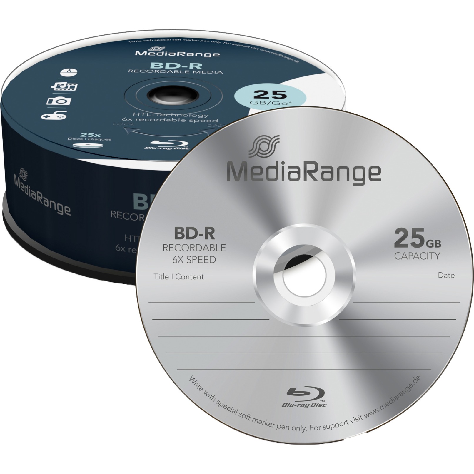 BD-R 25 GB, Blu-ray-Rohlinge von MediaRange
