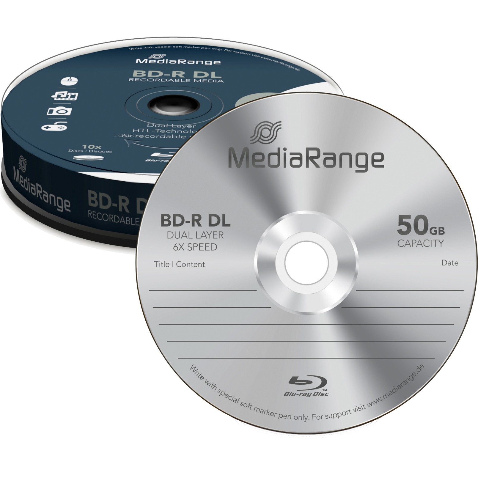 BD-R 50 GB, Blu-ray-Rohlinge von MediaRange