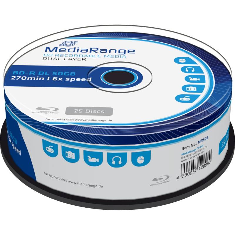 BD-R Dual Layer 50 GB, Blu-ray-Rohlinge von MediaRange