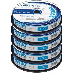 Blu-ray Disc Mediarange BD-R DL 50 GB, 6x Speed fullprintable in Cakebox 50 Stück von MediaRange