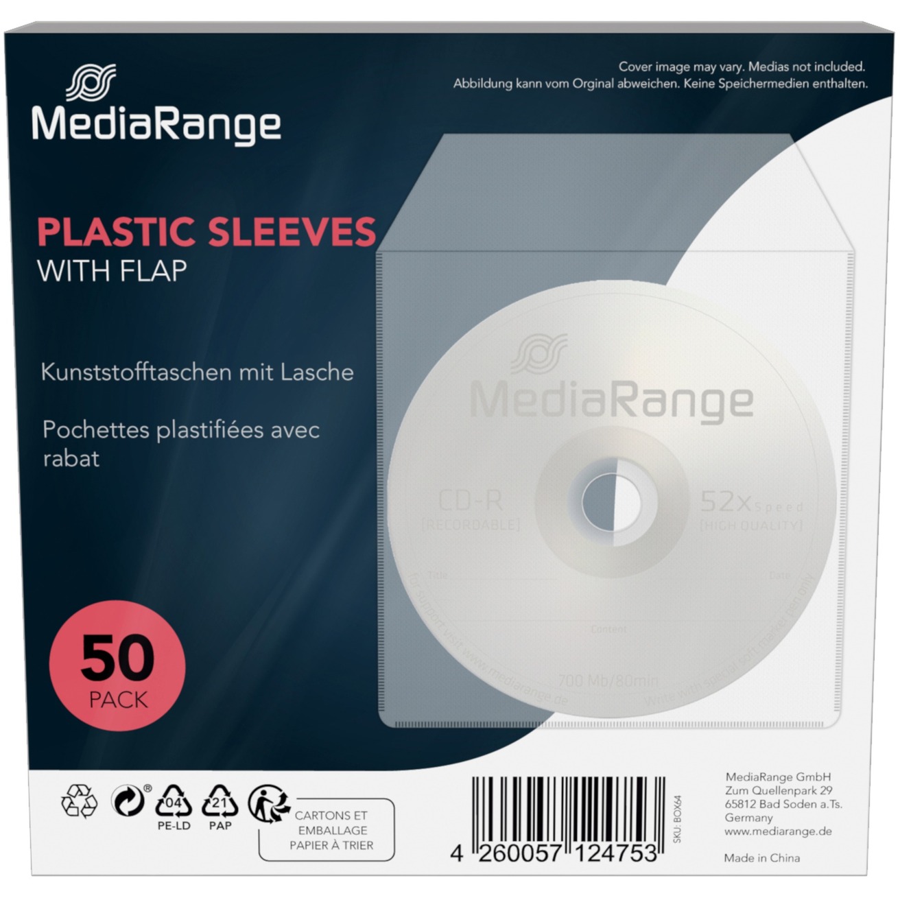 CD/DVD Plastikhüllen, Schutzhülle CD/DVD Plastikhüllen, Schutzhülle von MediaRange