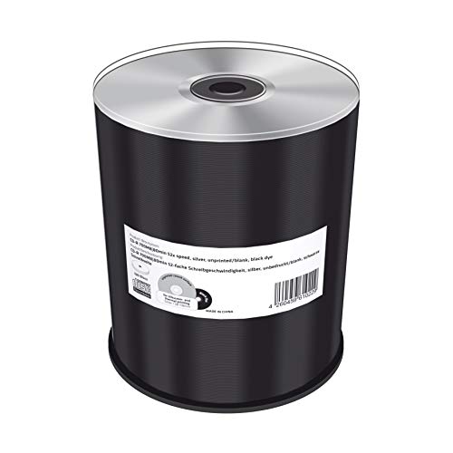 CD-R 700MB|80min 52-fache Schreibgeschwindigkeit, silber, unbedruckt/blank, schwarze Schreibseite, 100er Cakebox von MediaRange