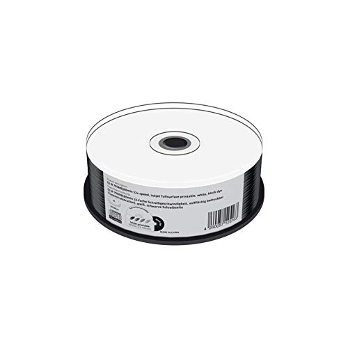 CD-R 700MB|80min 52-fache Schreibgeschwindigkeit, vollflächig bedruckbar (Tintenstrahldrucker), schwarze Schreibseite, 25er Cakebox von MediaRange
