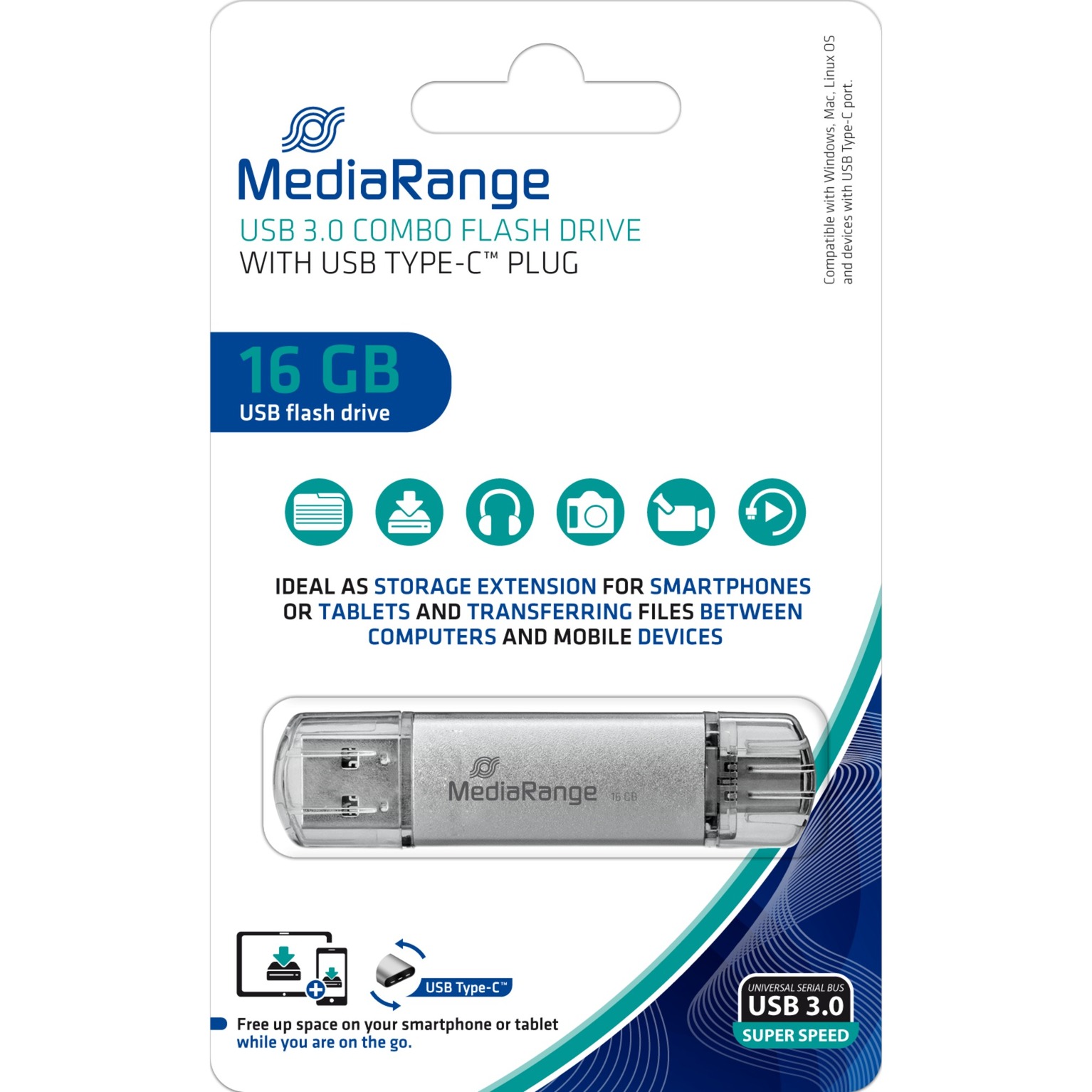 Kombo-Speicherstick 16 GB, USB-Stick von MediaRange