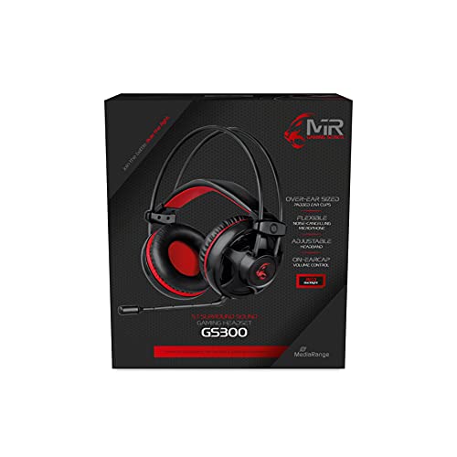 MR Gaming Series MediaRange MRGS300 Game 5.1 Surround Kopfhörer mit Kabel Schwarz/Rot von MediaRange