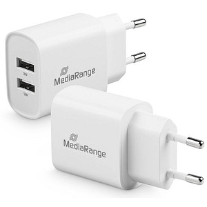 MediaRange 12W 2x USB A Ladeadapter weiß, 12 Watt von MediaRange