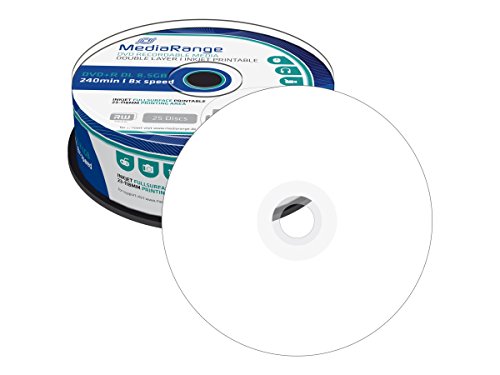 MediaRange - 25 x DVD+R DL - 8.5 GB 8X - mit Tintenstrahldrucker bedruckbare Oberfläche - Spindel von MediaRange