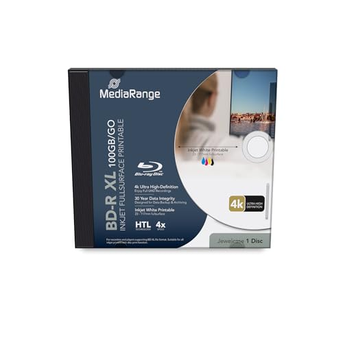 MediaRange BD-R XL 100GB 4x bedruckbar Disc im Jewelcase MediaRange BD-R XL 100GB 4x bedruckbar Disc im Jewelcase von MediaRange