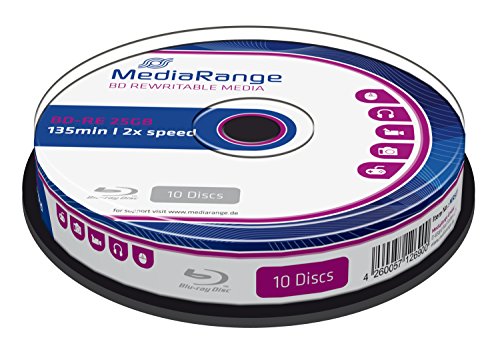 MediaRange BD-RE 25GB 2-fache Schreibgeschwindigkeit, wiederbeschreibbar, 10er Cakebox von MediaRange