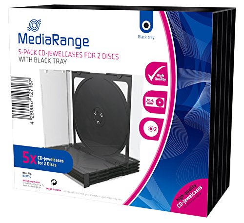 MediaRange BOX31-2 CD-Leerhülle (für 2 Discs, 10.4mm, 5er Pack) schwarzes Tray von MediaRange