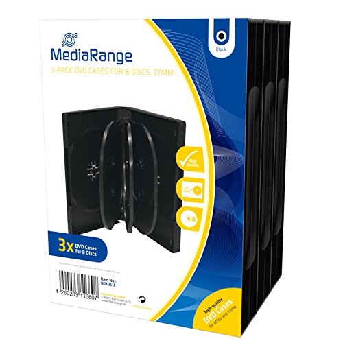 MediaRange BOX35-8 DVD-Leerhülle für 8 Discs, 27mm, schwarz, 3er Pack von MediaRange