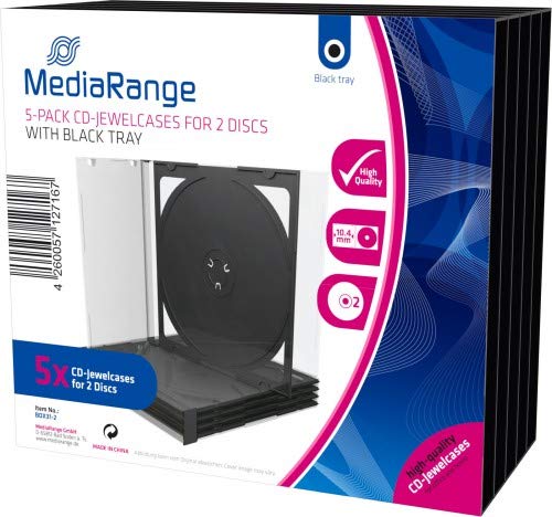 MediaRange CD/DVD Storage Media Case 5pcs, Transparent/Black, BOX31-2 (5pcs, Transparent/Black) von MediaRange