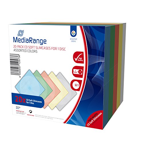 MediaRange CD-Leerhülle, schmal, für 1 Disc, 5mm, farbig sortiert, 20er Pack von MediaRange