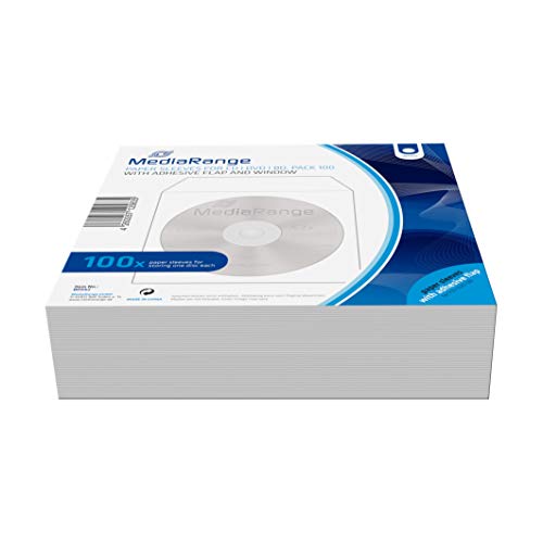 MediaRange CD Papierhüllen (100) BOX62 mit klebender Lasche + Sichtfenster von MediaRange