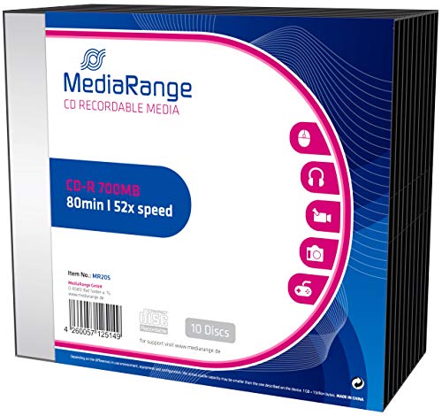 MediaRange CD-R 700MB|80min 52-fache Schreibgeschwindigkeit, 10er Pack im Slimcase von MediaRange