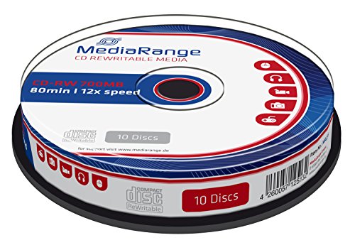 MediaRange CD-RW 700MB|80min 12-fache Schreibgeschwindigkeit, wiederbeschreibbar, 10er Cakebox von MediaRange