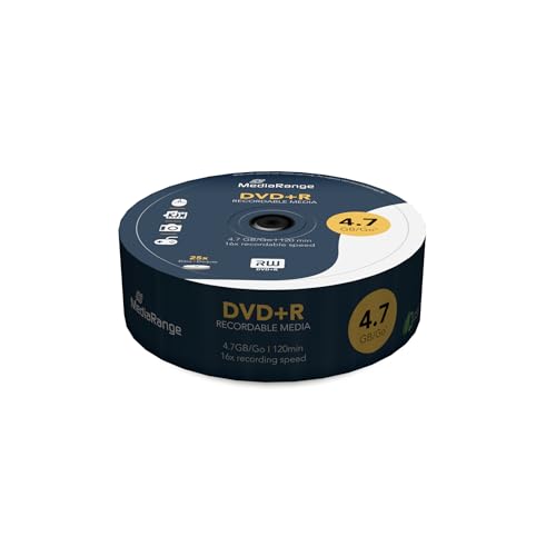 MediaRange DVD+R 4.7GB|120min 16-fache Schreibgeschwindigkeit, 25er Pack, MR404 MediaRange DVD+R 4.7GB|120min 16-fache Schreibgeschwindigkeit, 25er Pack, MR404 von MediaRange