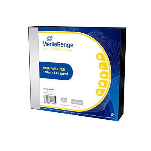 MediaRange DVD+RW 4.7GB|120min 4-fache Schreibgeschwindigkeit, wiederbeschreibbar, 5er Pack im Slimcase, MR449 MediaRange DVD+RW 4.7GB|120min 4-fache Schreibgeschwindigkeit, wiederbeschreibbar, 5er Pack im Slimcase, MR449 von MediaRange