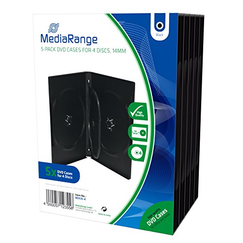 MediaRange DVD-Leerhülle für 4 Discs, 14mm, schwarz, 5er Pack von MediaRange