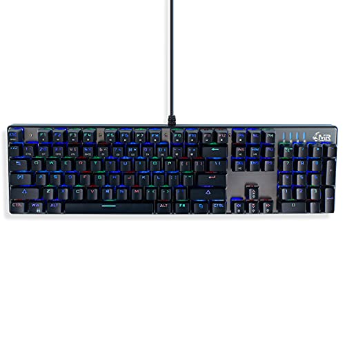 MediaRange Gaming Series kabelgebundene mechanische Gaming-Tastatur mit 104 Tasten und 14 Farbmodi, QWERTY (UK), schwarz/Silber von MediaRange