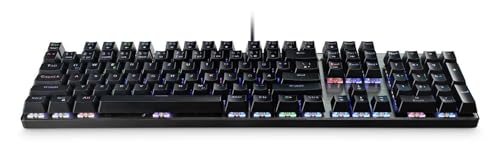 MediaRange Gaming Series kabelgebundene mechanische Gaming-Tastatur mit 104 Tasten und 14 Farbmodi, QWERTZ (DE/at/CH), schwarz/Silber, MRGS101 von MediaRange