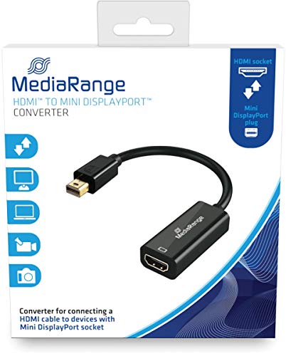 MediaRange HDMI™ High Speed auf Mini DisplayPort™ Konverter, vergoldete Kontakte, HDMI Buchse/Mini DP Stecker, 10 Gbit/s Datenübertragungsrate, 15cm, schwarz von MediaRange