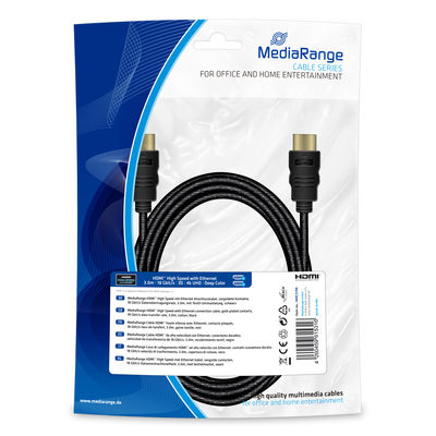 MediaRange HDMI High Speed Ethernet Anschlussk. 18Gibt/s 3m MediaRange HDMI High Speed Ethernet Anschlussk. 18Gibt/s 3m von MediaRange