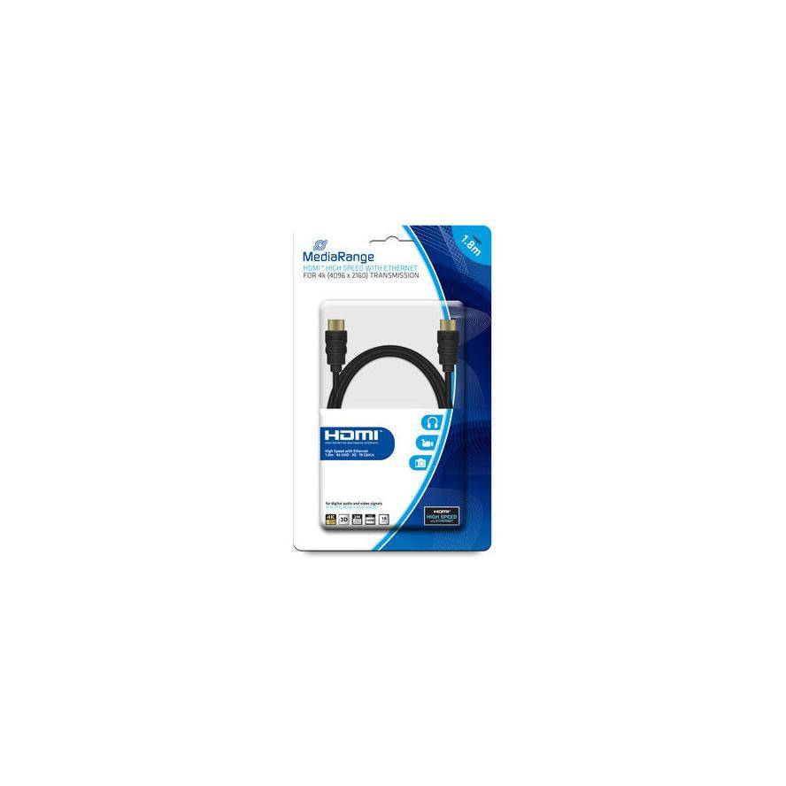 MediaRange HDMI HighSpeed Ethernet Anschlussk. 18Gibt/s 1,8m MediaRange HDMI HighSpeed Ethernet Anschlussk. 18Gibt/s 1,8m von MediaRange