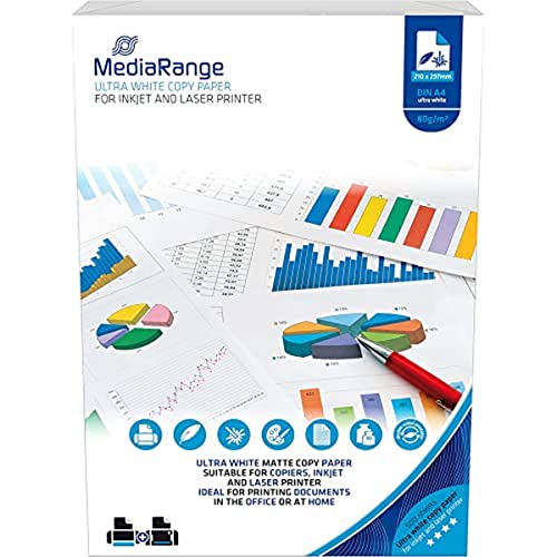 MediaRange Kopierpapier für Tintenstrahl- und Laserdrucker, 210 x 297mm, 80g, 500 Blatt MediaRange Kopierpapier für Tintenstrahl- und Laserdrucker, 210 x 297mm, 80g, 500 Blatt von MediaRange