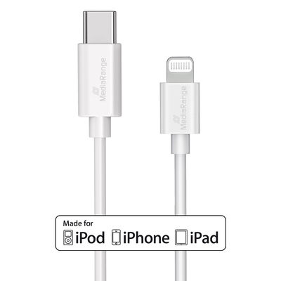 MediaRange Lade- u. Datenkabel USB-C auf Lightning  1m weiß von MediaRange
