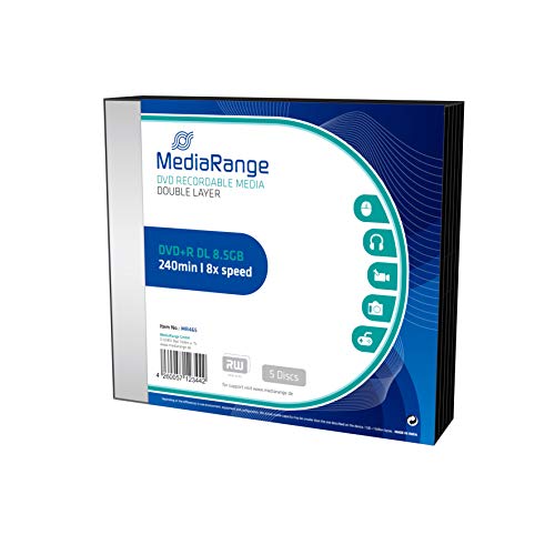 MediaRange MR465 Rohlinge und Speichermedien DVD+R Double Layer 8, 5G, 240min 8x Speed, Slimcase Pack 5 von MediaRange